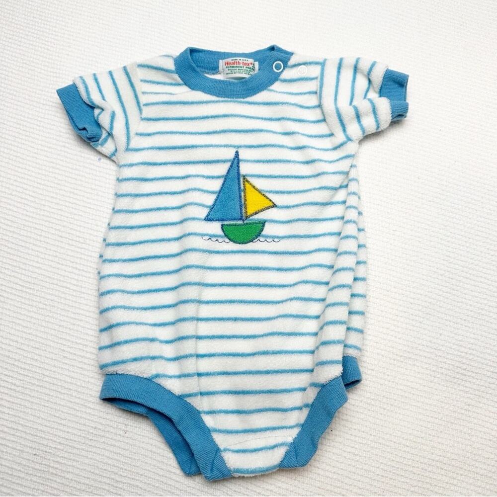 Vintage terrycloth Healthtex Sailboat Onesie 6M